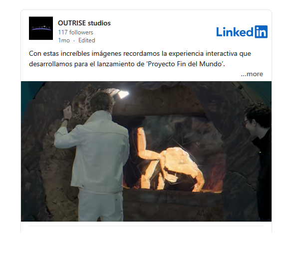 Outrise Studios LinkedIn post featuring Mimic Rocky's Experience activation
